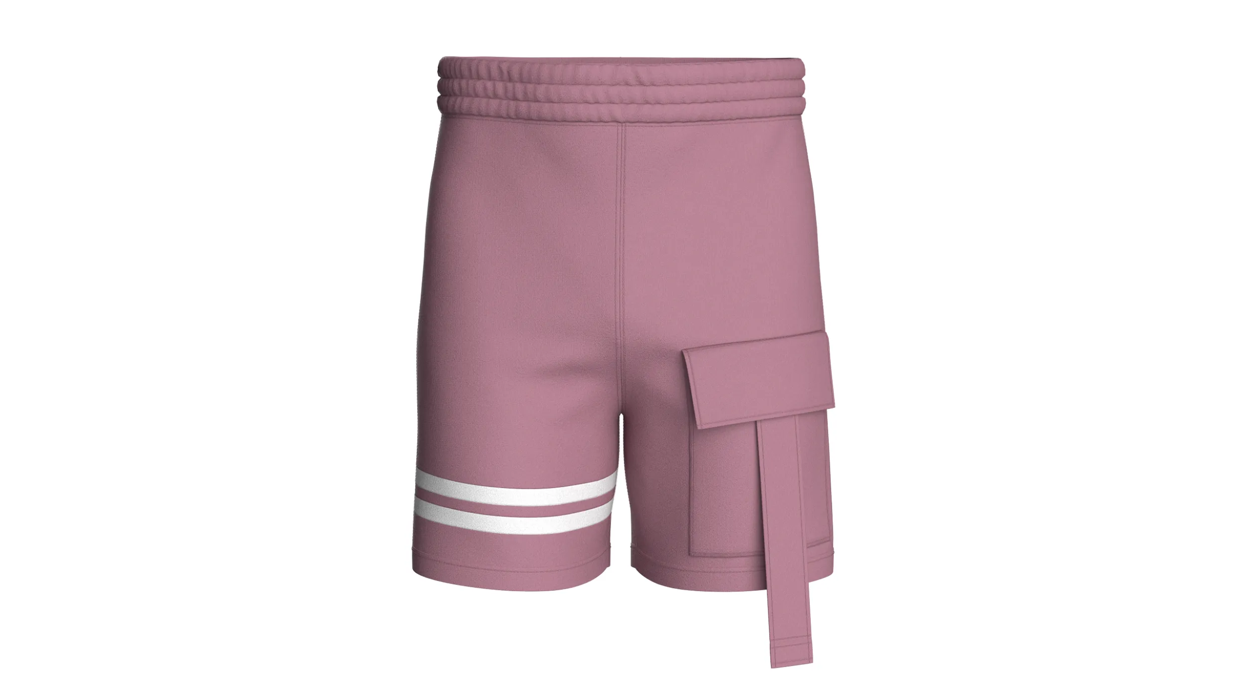 Men Cargo Shorts With Double Striped 3D Model .c4d .max .obj .3ds .fbx .stl .blend 