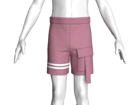 Men Cargo Shorts With Double Striped 3D Model