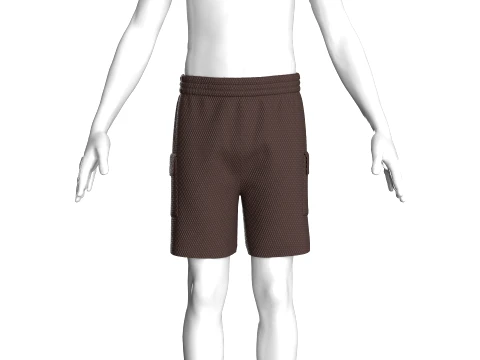 Men Dark Brown Mesh Shorts 3D Model