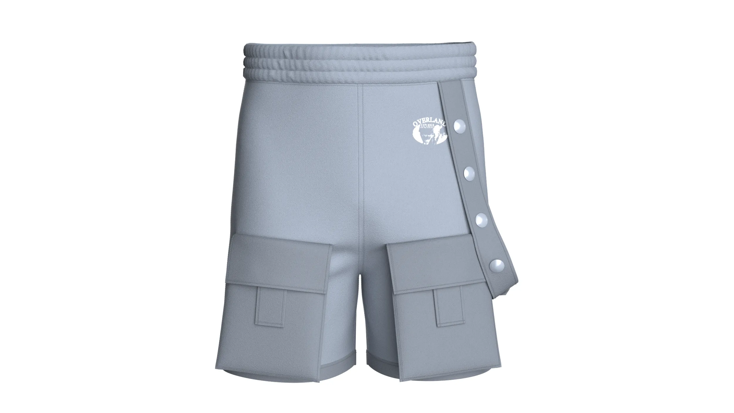 Men Front Button Strap Flap Pocket Shorts 3D Model .c4d .max .obj .3ds .fbx .stl .blend