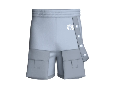 Men Front Button Strap Flap Pocket Shorts 3D Model