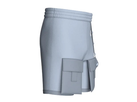 Men Front Button Strap Flap Pocket Shorts 3D Model
