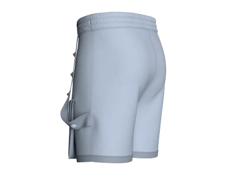 Men Front Button Strap Flap Pocket Shorts 3D Model