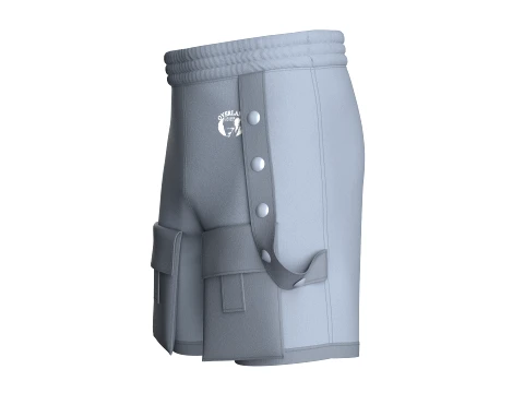 Men Front Button Strap Flap Pocket Shorts 3D Model