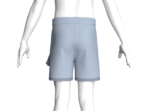 Men Front Button Strap Flap Pocket Shorts 3D Model