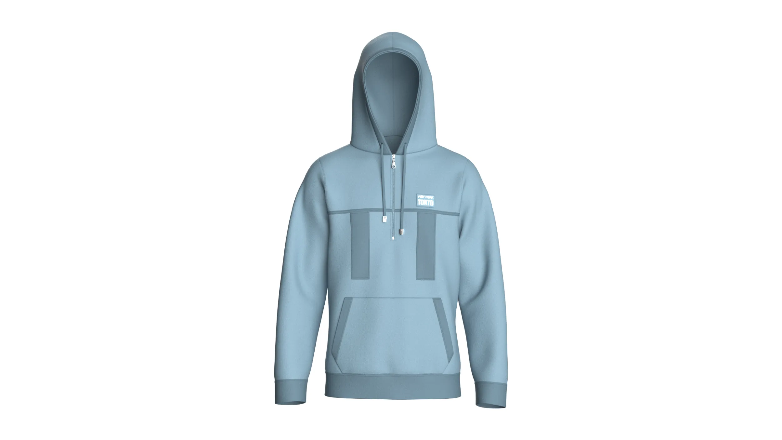 Men Half-Zip Paneled Hoodie 3D Model .c4d .max .obj .3ds .fbx .stl .blend 