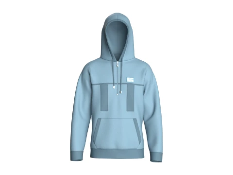 Men Half-Zip Paneled Hoodie 3D Model