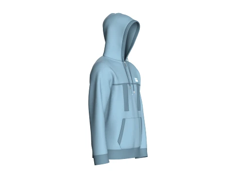 Men Half-Zip Paneled Hoodie 3D Model