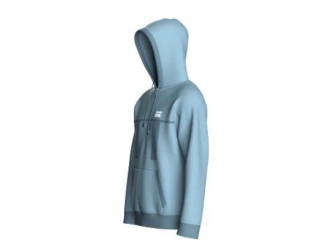 Men Half-Zip Paneled Hoodie 3D Model
