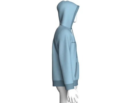 Men Half-Zip Paneled Hoodie 3D Model