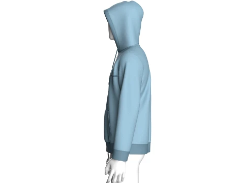 Men Half-Zip Paneled Hoodie 3D Model