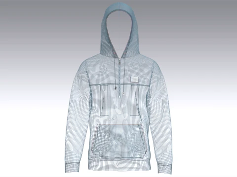 Men Half-Zip Paneled Hoodie 3D Model
