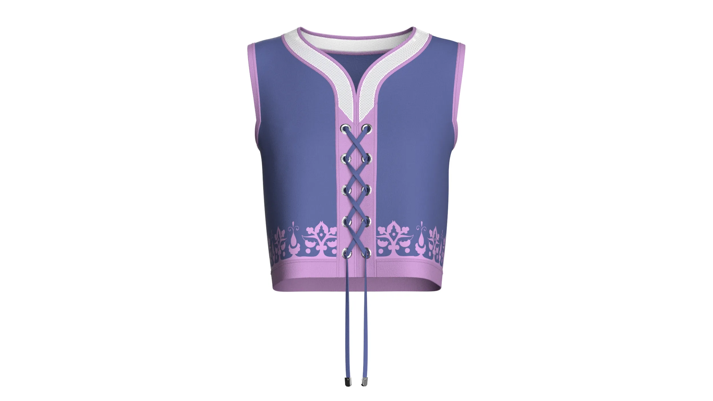 Girls Lace-Up Cropped Top With Mesh 3D Model .c4d .max .obj .3ds .fbx .stl .blend 