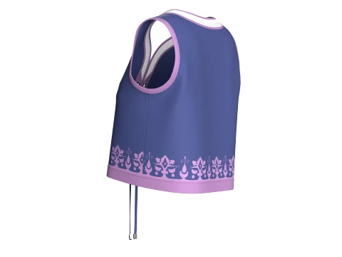 Girls Lace-Up Cropped Top With Mesh 3D Model