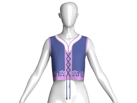 Girls Lace-Up Cropped Top With Mesh 3D Model
