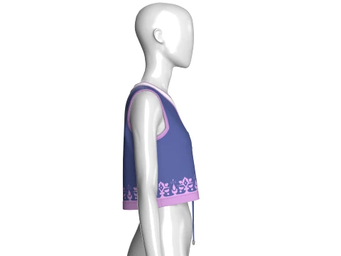 Girls Lace-Up Cropped Top With Mesh 3D Model