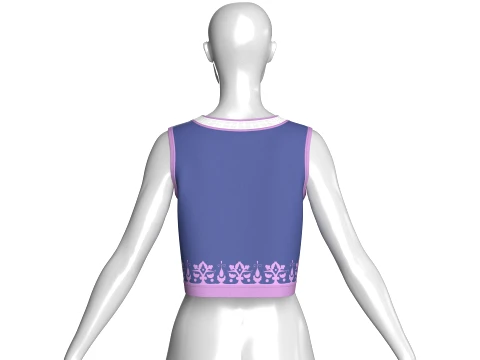 Girls Lace-Up Cropped Top With Mesh 3D Model