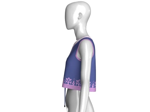 Girls Lace-Up Cropped Top With Mesh 3D Model