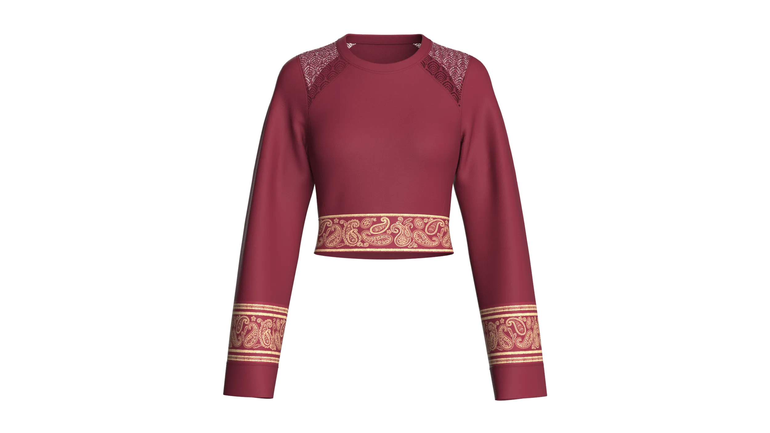 Girls Printed And Lace Cropped Top 3D Model .c4d .max .obj .3ds .fbx .stl .blend