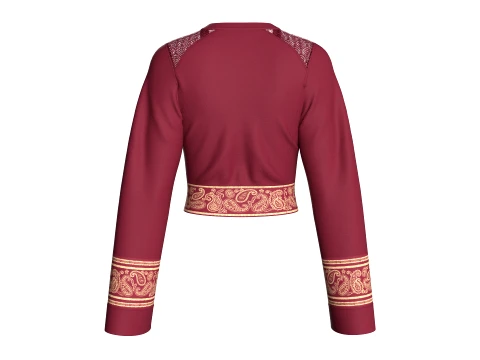 Girls Printed And Lace Cropped Top 3D Model