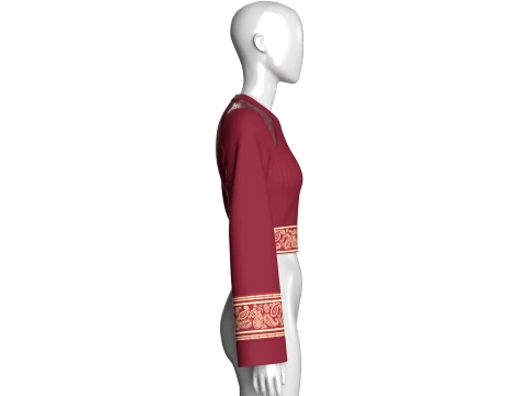 Girls Printed And Lace Cropped Top 3D Model