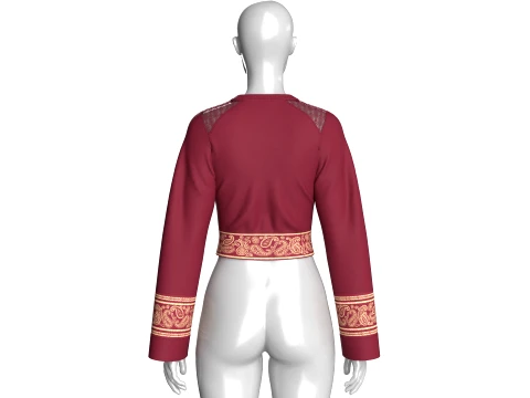 Girls Printed And Lace Cropped Top 3D Model