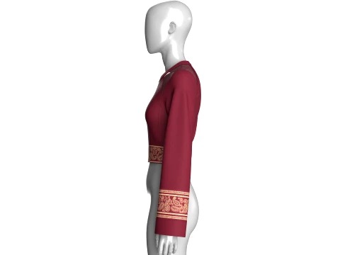 Girls Printed And Lace Cropped Top 3D Model
