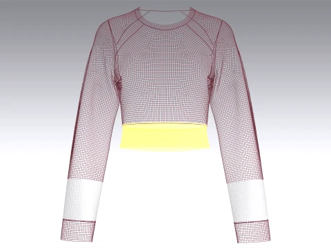Girls Printed And Lace Cropped Top 3D Model