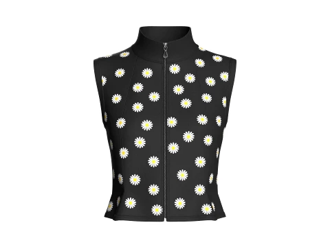 Top con cremallera y cuello alto sin mangas floral para niñas Modelo 3D