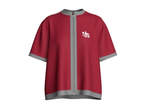 Top feminino com gola mandarim e ajuste relaxado com zíper completo Modelo 3D