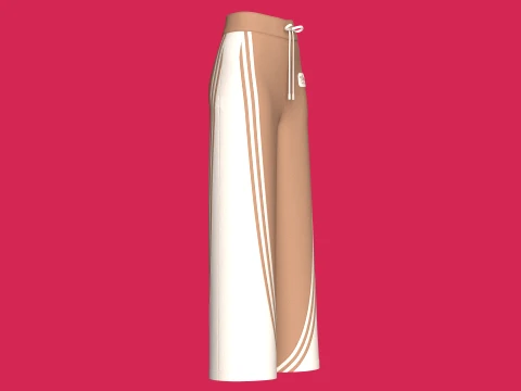Girls Curved Side Panel Wide-Leg Track Pant 3D Model