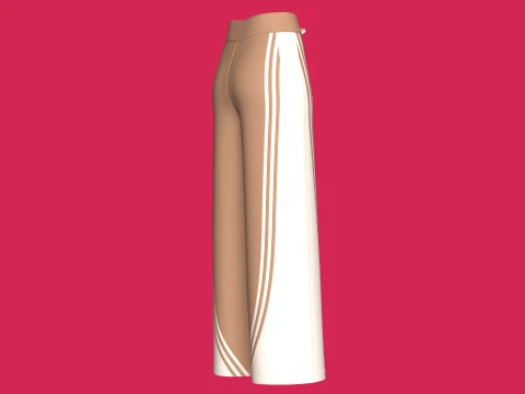 Girls Curved Side Panel Wide-Leg Track Pant 3D Model