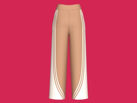 Girls Curved Side Panel Wide-Leg Track Pant 3D Model