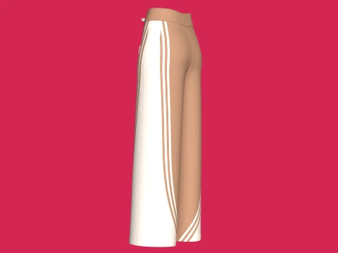 Girls Curved Side Panel Wide-Leg Track Pant 3D Model