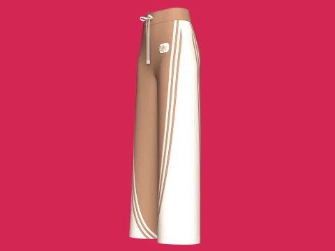 Girls Curved Side Panel Wide-Leg Track Pant 3D Model