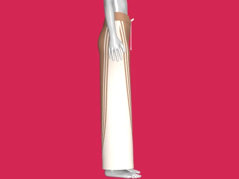 Girls Curved Side Panel Wide-Leg Track Pant 3D Model