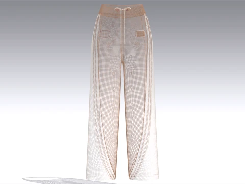 Girls Curved Side Panel Wide-Leg Track Pant 3D Model