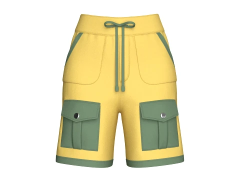 Girls Dual Cargo Pocket Shorts With Drawstring 3D Model