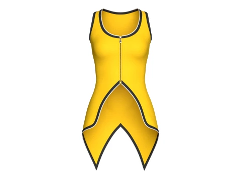 Girls Front Zip Curved Hem Sleeveless Top 3D Model