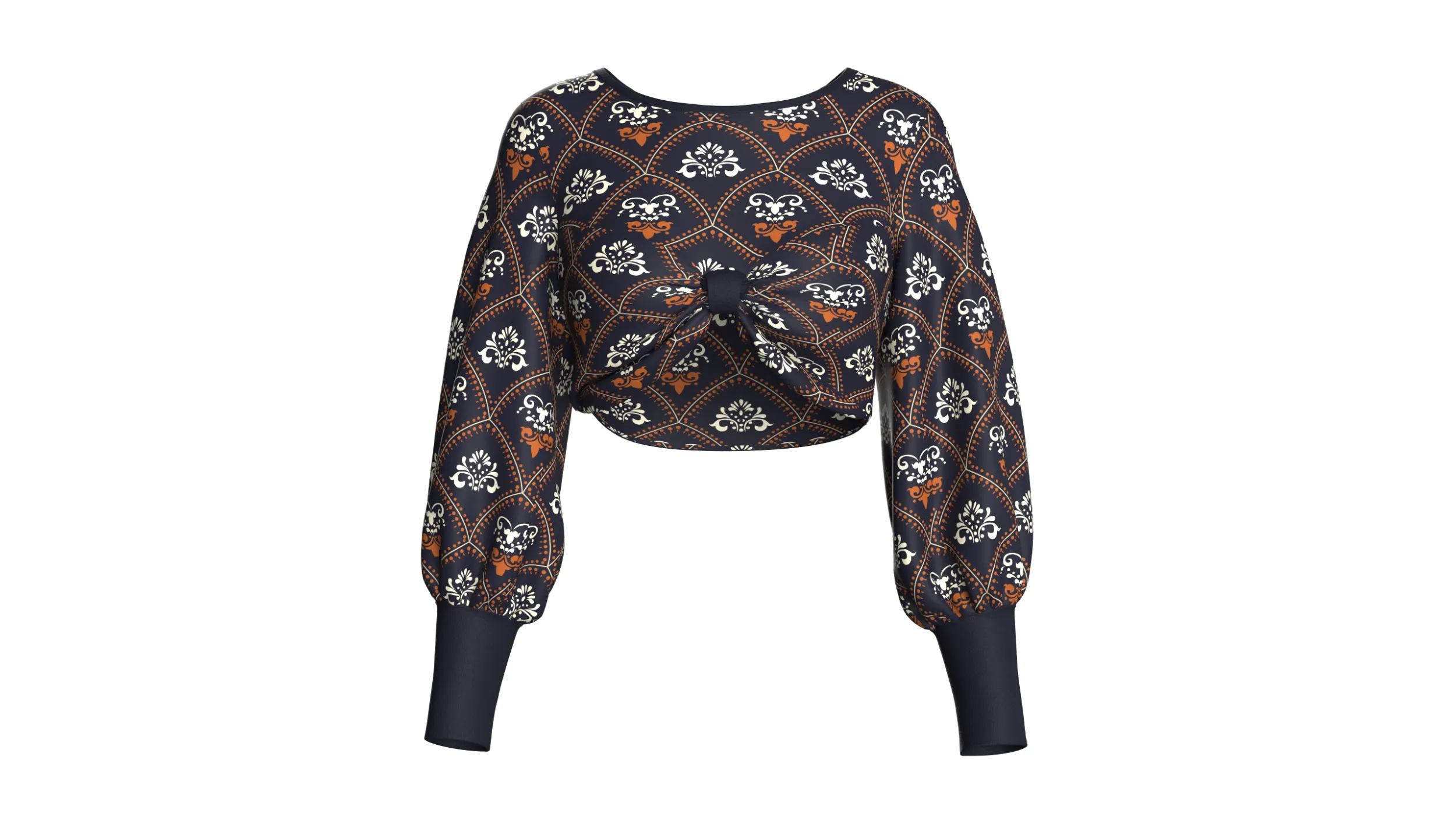 Girls Print Front Knot Cropped Top 3D Model .c4d .max .obj .3ds .fbx .stl .blend