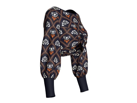 Girls Print Front Knot Cropped Top 3D Model