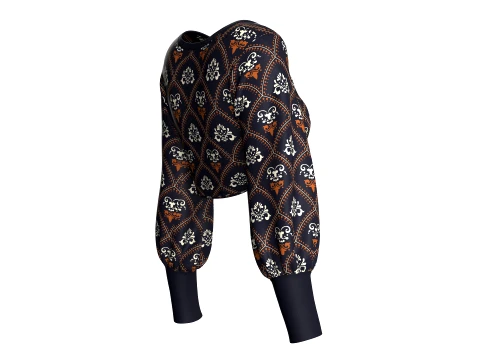 Girls Print Front Knot Cropped Top 3D Model