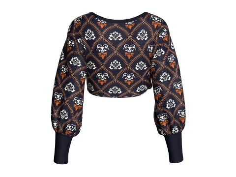Girls Print Front Knot Cropped Top 3D Model