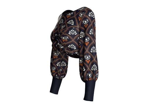 Girls Print Front Knot Cropped Top 3D Model