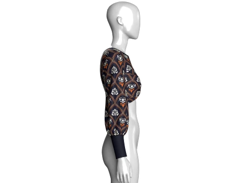 Girls Print Front Knot Cropped Top 3D Model