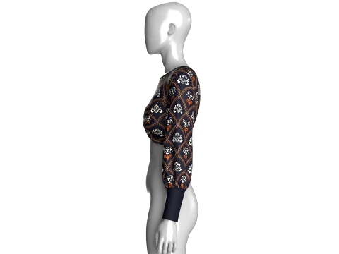 Girls Print Front Knot Cropped Top 3D Model