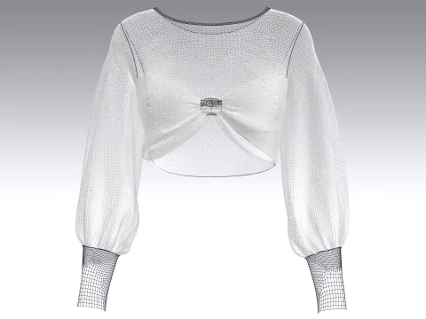 Girls Print Front Knot Cropped Top 3D Model