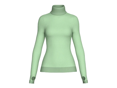 Geribbelde coltrui voor meisjes met duimgaten 3D Model