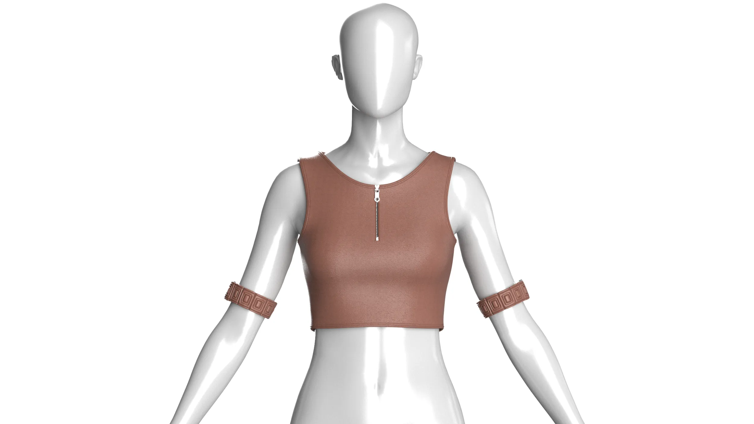 Girls Sleeveless Crop Top With Arm Cuff 3D Model .c4d .max .obj .3ds .fbx .stl .blend 