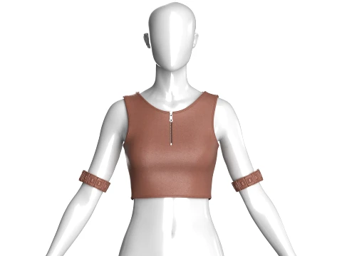 Girls Sleeveless Crop Top With Arm Cuff 3D Model